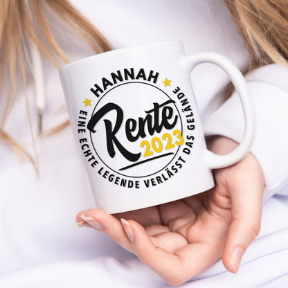 Rente 2023 Geschenk personalisierte Tasse für Mann Frau Renteneintritt Pensionierung Rentner