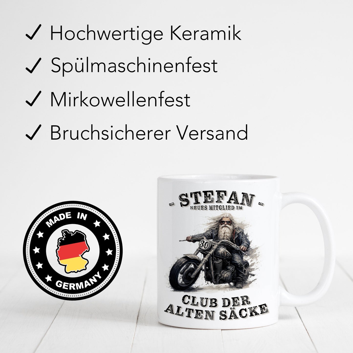 Geschenk 30. Geburtstag Mann Motorrad Tasse "Club der alten Säcke" Geburtstagsgeschenk Männer