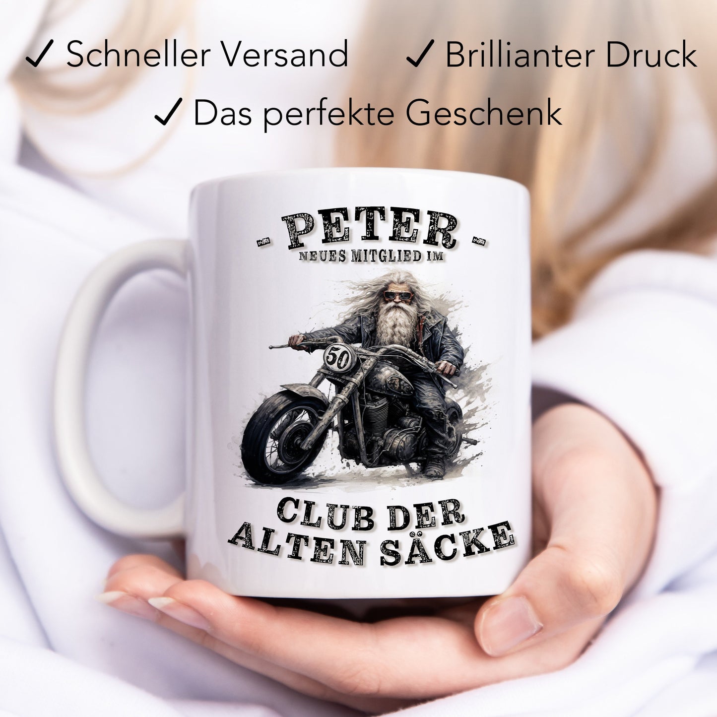Geschenk 50. Geburtstag Mann Motorrad Tasse "Club der alten Säcke" Geburtstagsgeschenk Männer