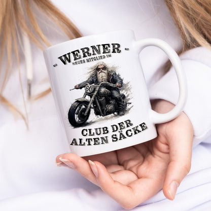 Geschenk 60. Geburtstag Mann Motorrad Tasse "Club der alten Säcke" Geburtstagsgeschenk Männer