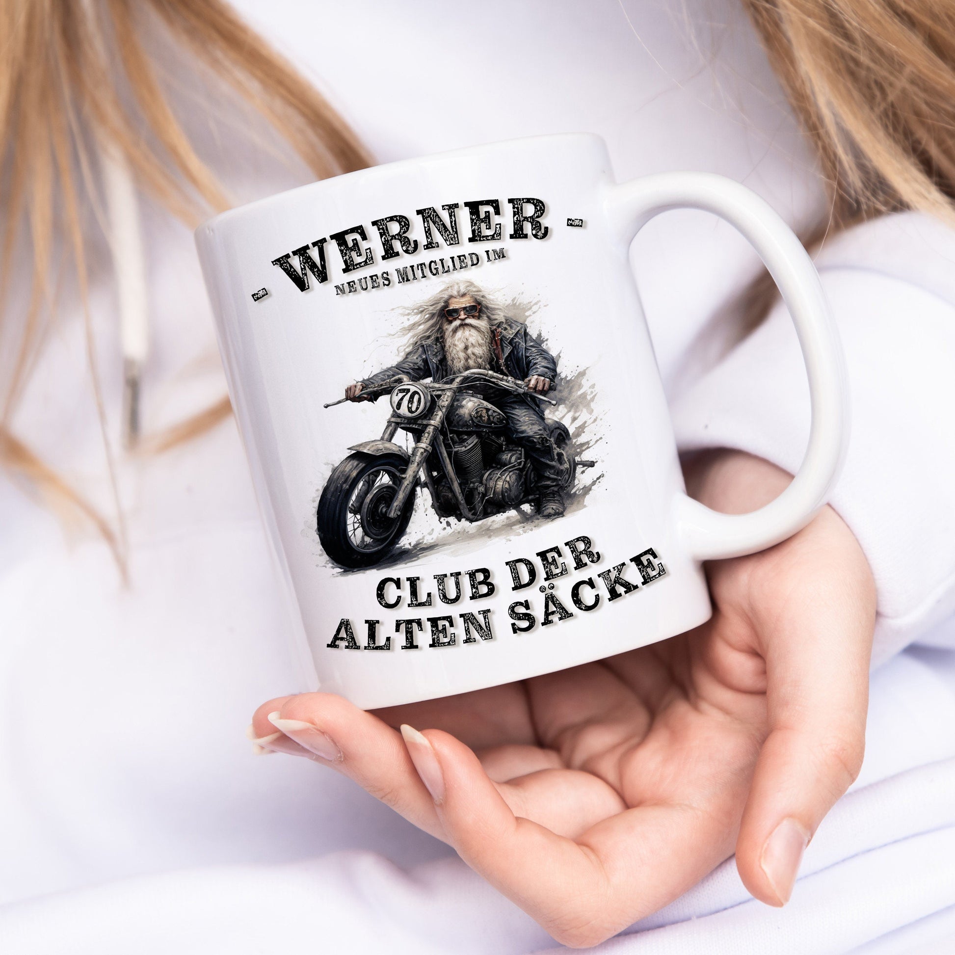 Geschenk 70. Geburtstag Mann Motorrad Tasse "Club der alten Säcke" Geburtstagsgeschenk Männer
