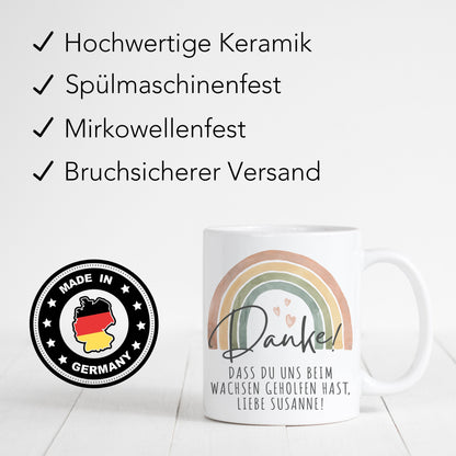 Abschiedsgeschenk Erzieherin Tasse personalisiert "Danke dass du mir beim wachsen geholfen hast" Dankeschön Geschenk