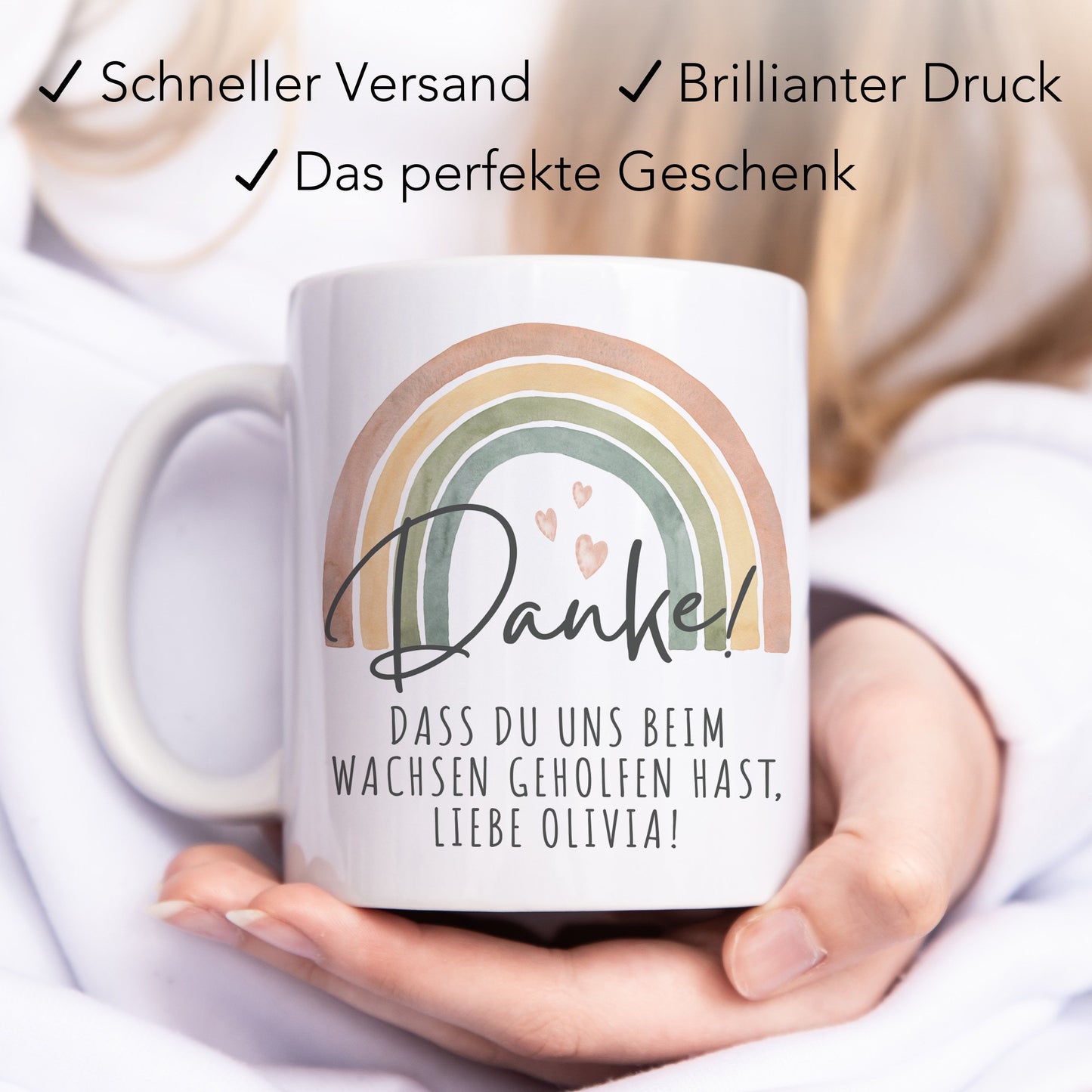 Abschiedsgeschenk Erzieherin Tasse personalisiert "Danke dass du mir beim wachsen geholfen hast" Dankeschön Geschenk