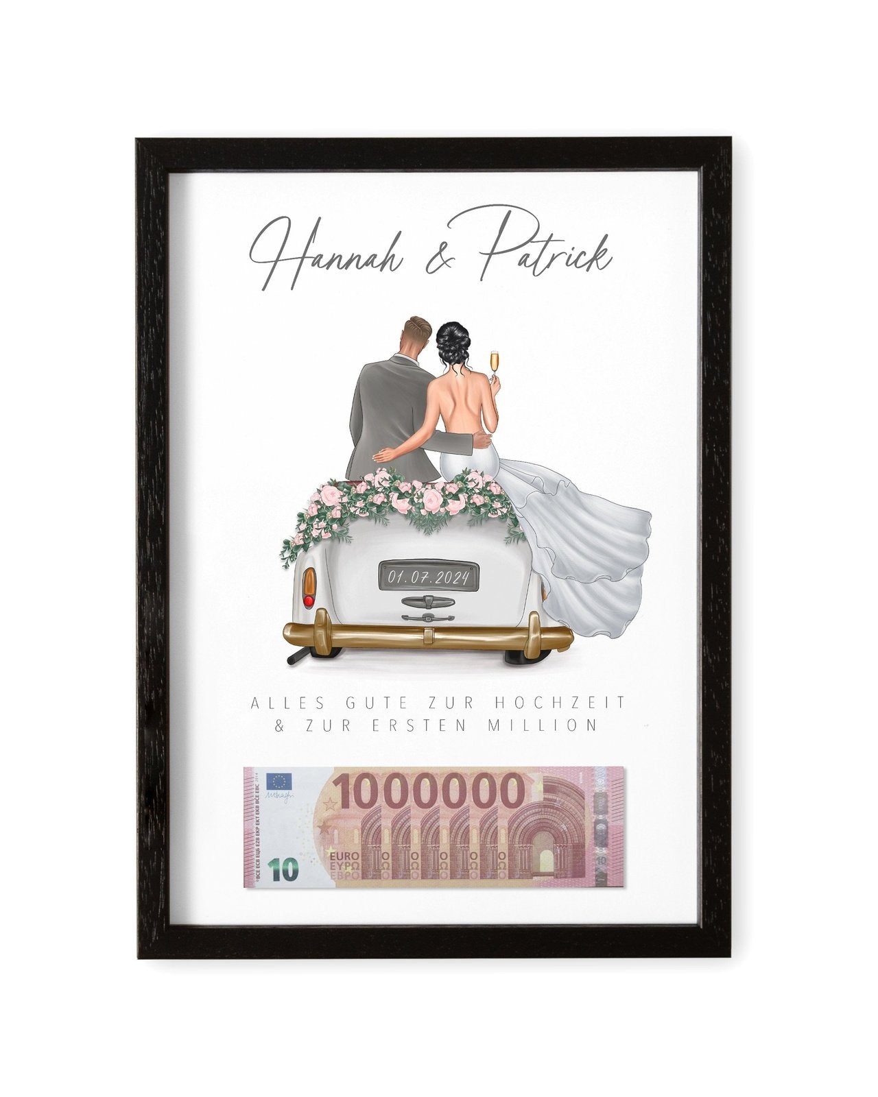 Eure erste Million Hochzeit Geld Hochzeitsgeschenk Auto personalisiertes Bild Geldgeschenk für Brautpaar