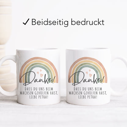 Abschiedsgeschenk Erzieherin Tasse personalisiert "Danke dass du mir beim wachsen geholfen hast" Dankeschön Geschenk
