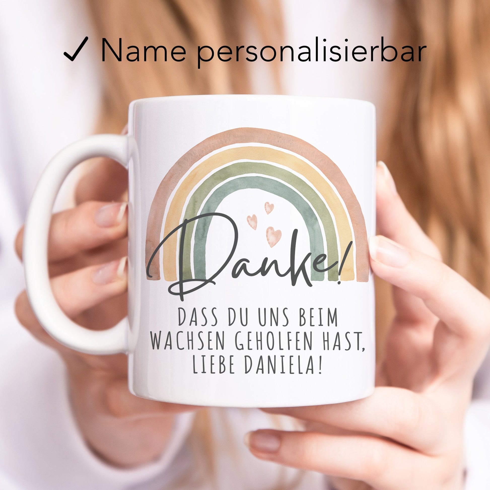 Abschiedsgeschenk Erzieherin Tasse personalisiert "Danke dass du mir beim wachsen geholfen hast" Dankeschön Geschenk