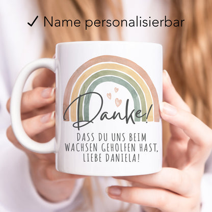 Abschiedsgeschenk Erzieherin Tasse personalisiert "Danke dass du mir beim wachsen geholfen hast" Dankeschön Geschenk