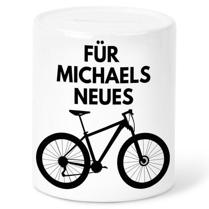 Fahrrad Geschenk personalisierte Spardose Geldgeschenk mit Namen Sparschwein Keramik Sparbüchse