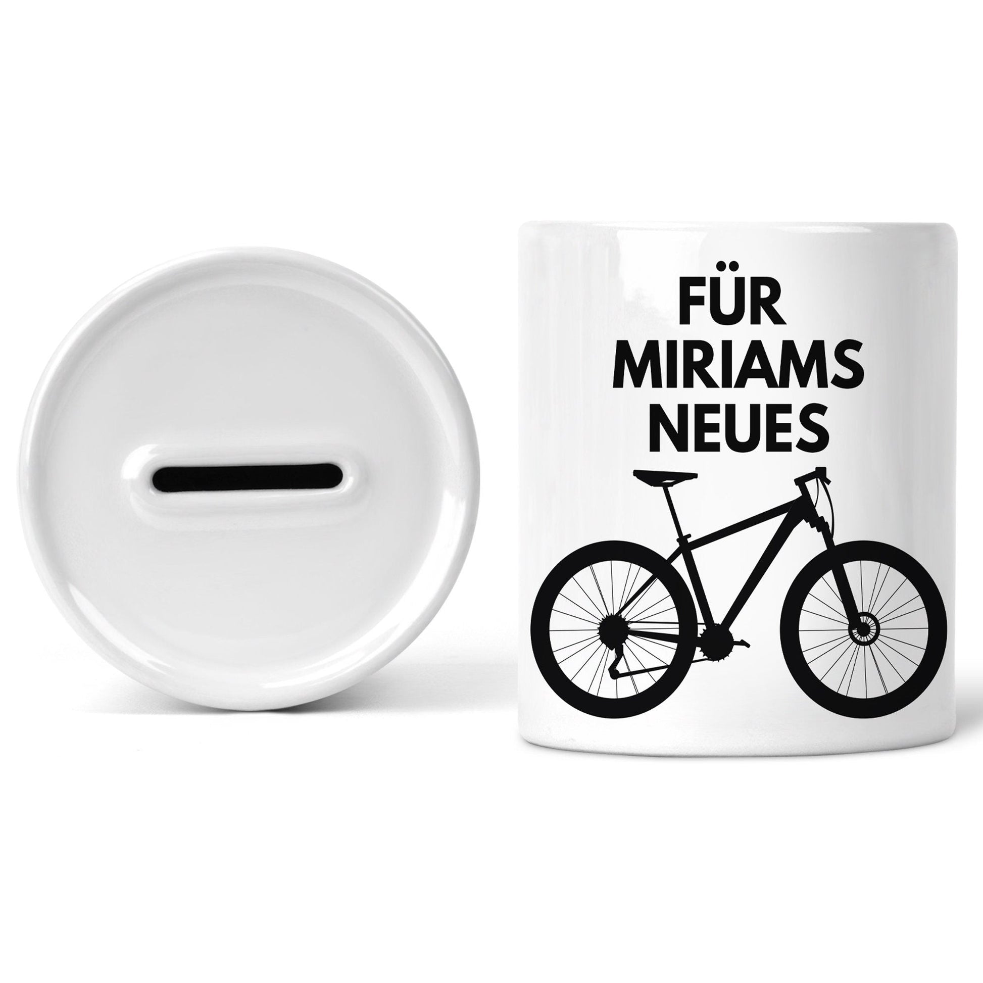 Fahrrad Geschenk personalisierte Spardose Geldgeschenk mit Namen Sparschwein Keramik Sparbüchse