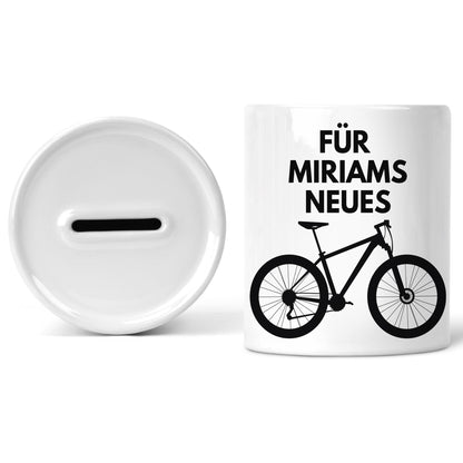 Fahrrad Geschenk personalisierte Spardose Geldgeschenk mit Namen Sparschwein Keramik Sparbüchse