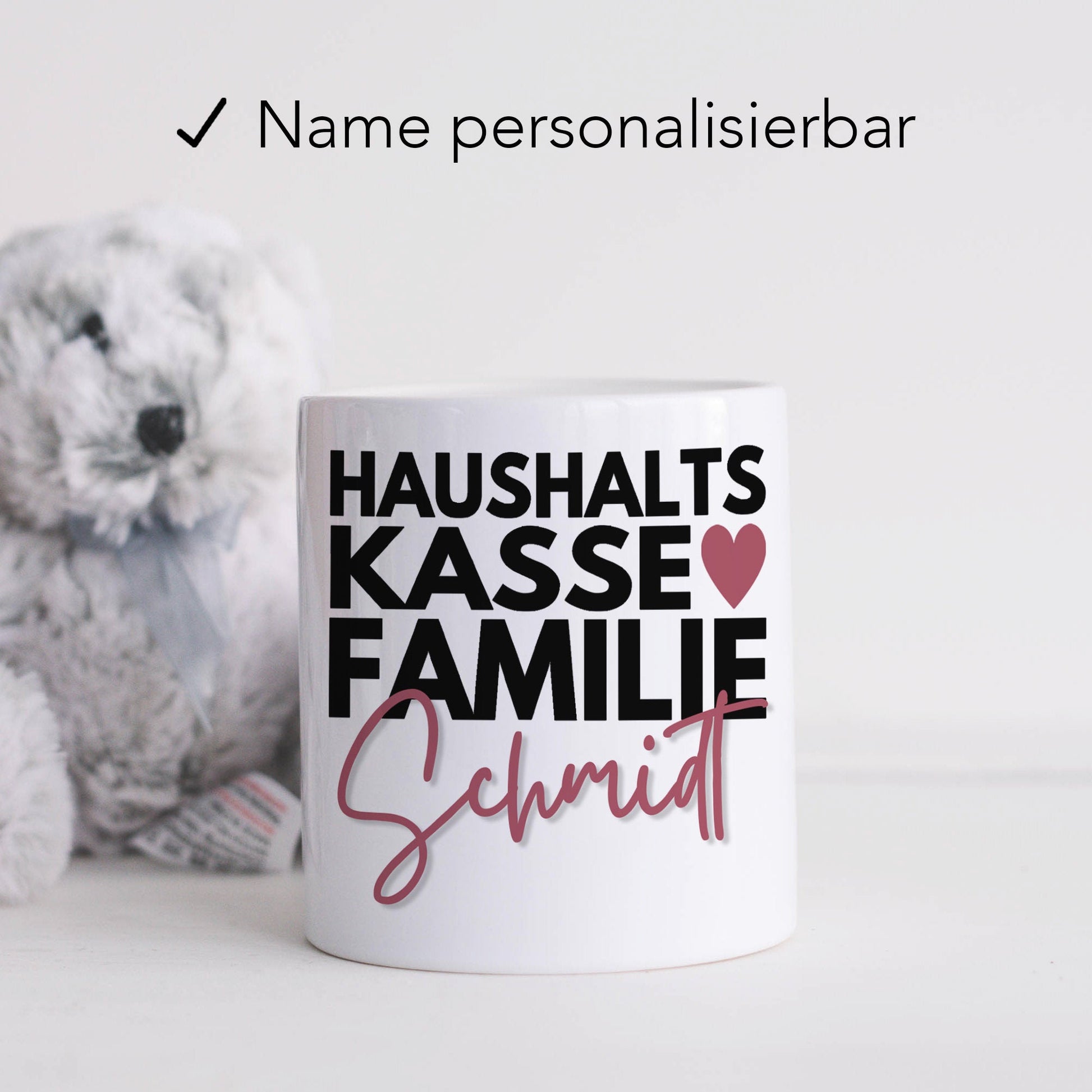 Haushaltskasse Spardose personalisiert für Familien mit Namen Sparbüchse Geld Geschenk Sparschwein Keramik