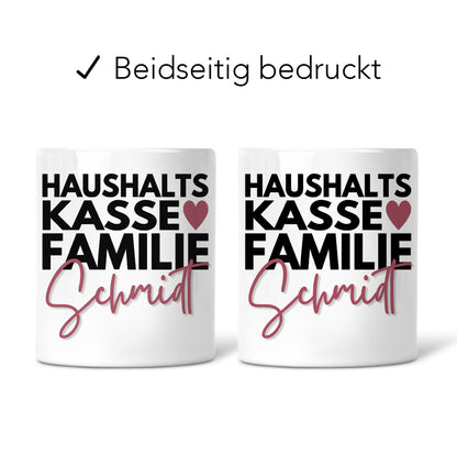 Haushaltskasse Spardose personalisiert für Familien mit Namen Sparbüchse Geld Geschenk Sparschwein Keramik