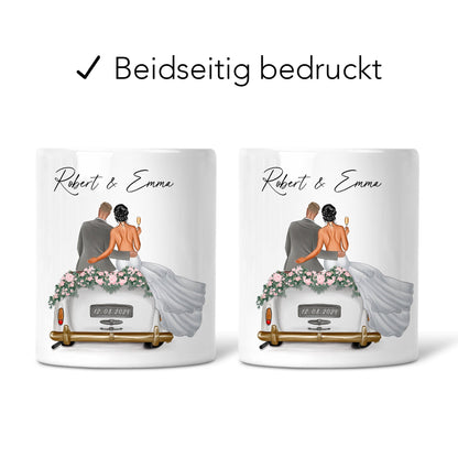Spardose Hochzeit personalisiertes Geldgeschenk Sparschwein mit Auto & Brautpaar Hochzeitsgeschenk Geld Geschenk Sparbüchse aus Keramik