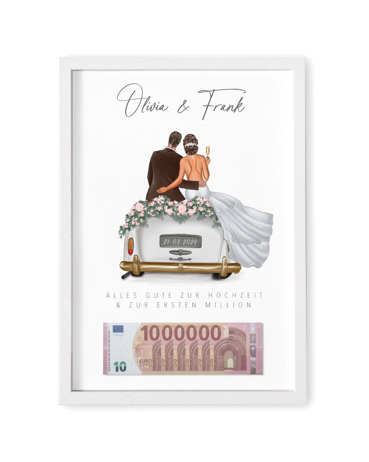 Eure erste Million Hochzeit Geld Hochzeitsgeschenk Auto personalisiertes Bild Geldgeschenk für Brautpaar