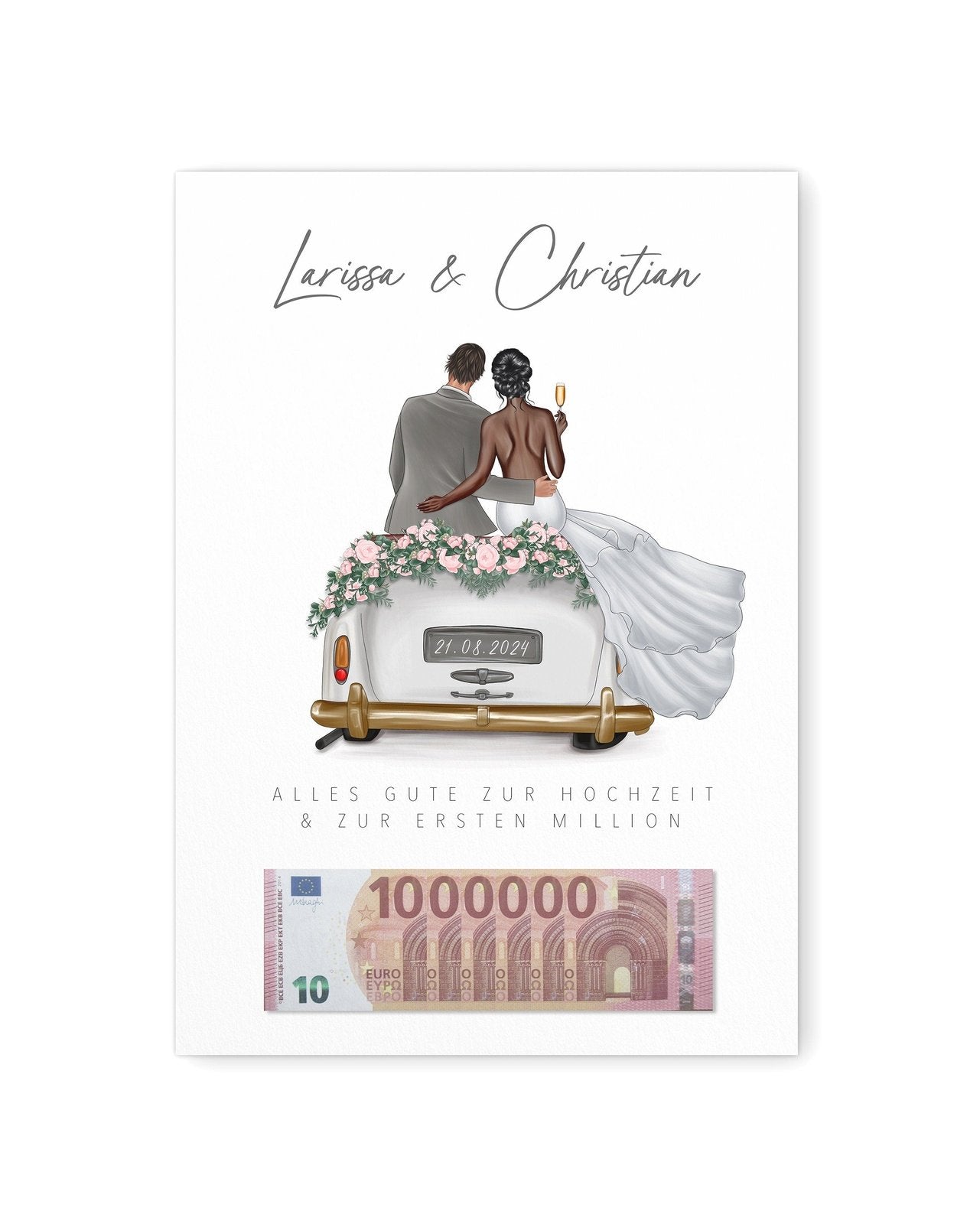 Eure erste Million Hochzeit Geld Hochzeitsgeschenk Auto personalisiertes Bild Geldgeschenk für Brautpaar