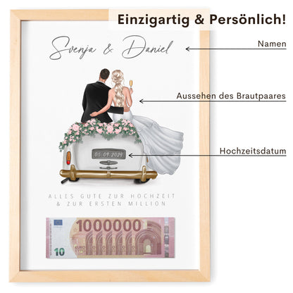 Eure erste Million Hochzeit Geld Hochzeitsgeschenk Auto personalisiertes Bild Geldgeschenk für Brautpaar