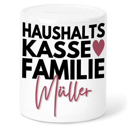 Haushaltskasse Spardose personalisiert für Familien mit Namen Sparbüchse Geld Geschenk Sparschwein Keramik