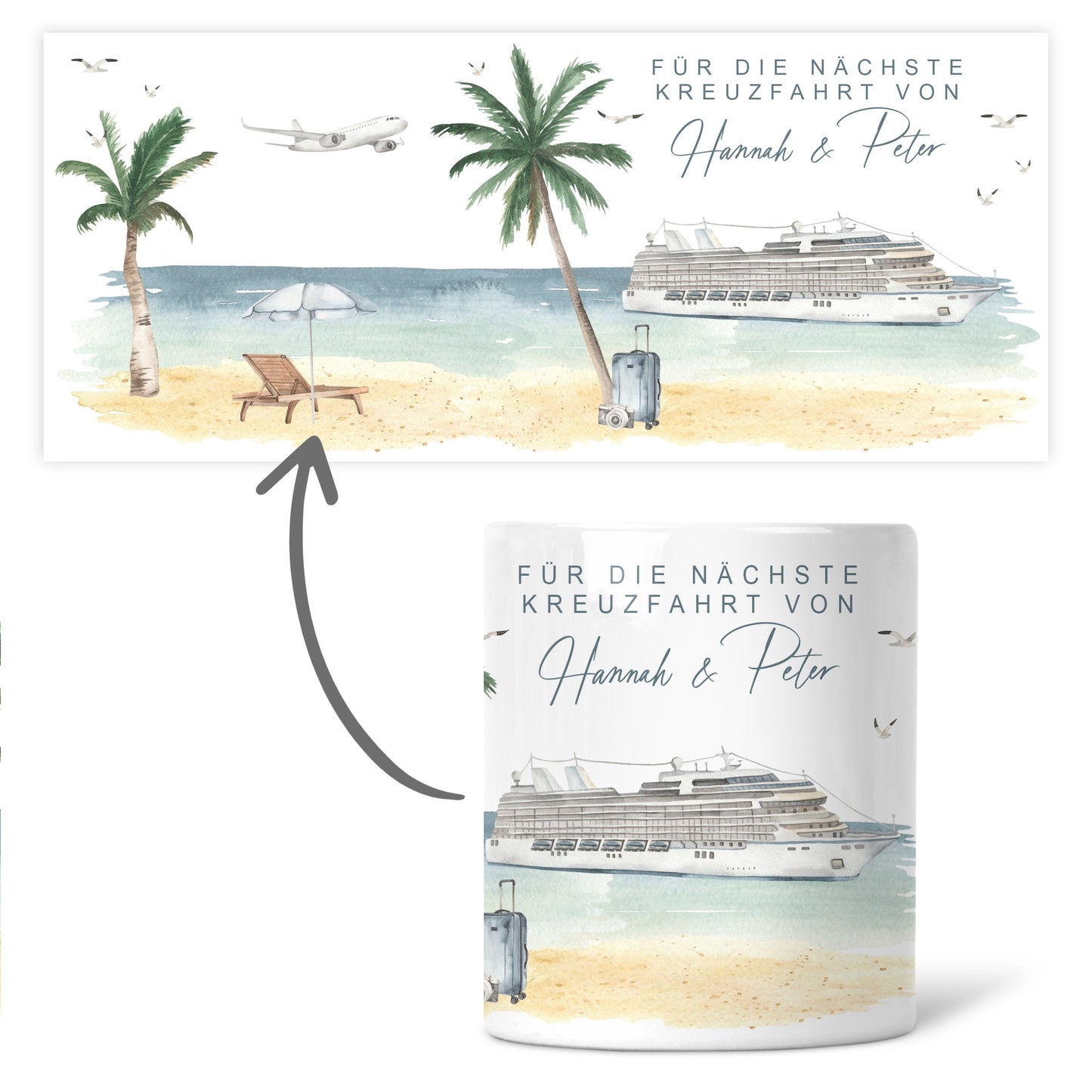 Kreuzfahrt Geschenk Spardose Schiff personalisiertes Geldgeschenk Schiffsreise Kreuzfahrt Reisekasse Kreuzfahrtschiff Urlaub Geschenk