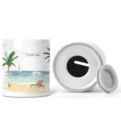 Urlaubskasse Geschenk personalisierte Mallorca Urlaub Spardose Urlaubsgeld Sparschwein mit Namen aus Keramik