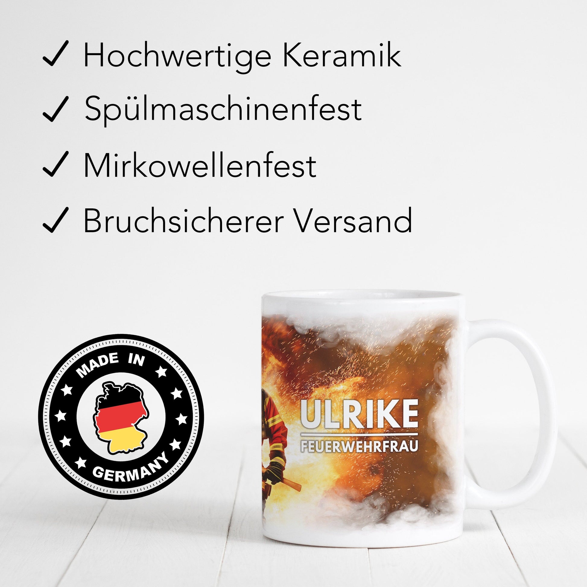 Feuerwehr Tasse personalisiert Feuerwehrmann Geschenk Feuerwehrfrau Freiwillige Feuerwehr aus Keramik