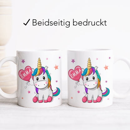 Einhorn Tasse personalisiert mit Namen Geburtstagsgeschenk Mädchen aus Keramik Schulkind Geschenk