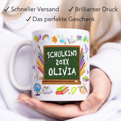Schulkind Tasse personalisiert Geschenk zur Einschulung für Mädchen Junge Schulanfänger Einschulungsgeschenk