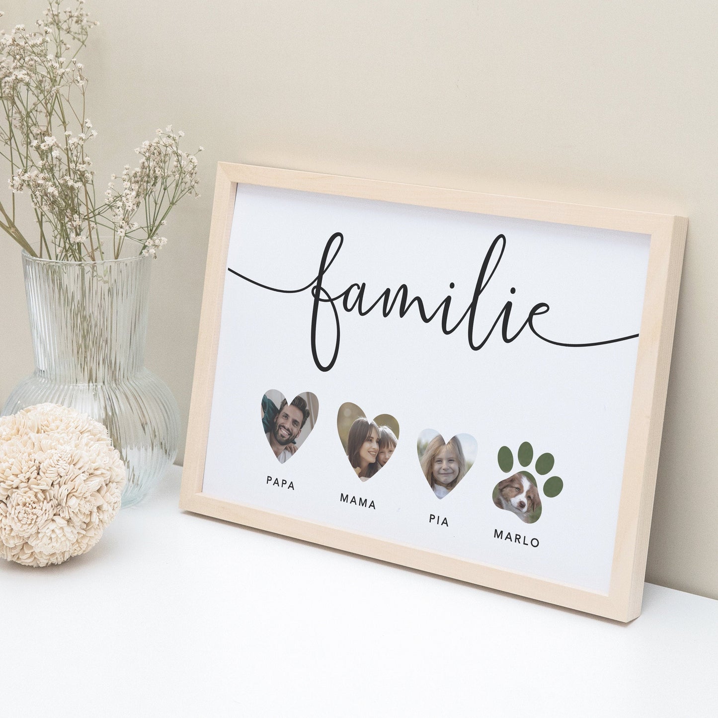 Familie Bild personalisiert mit Foto Familienposter Familienposter Geschenk zum Einzug (mit oder ohne Rahmen)