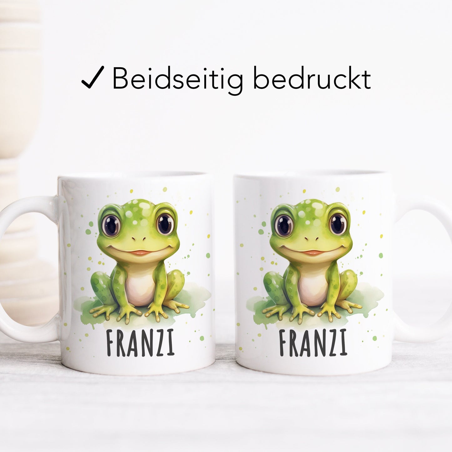 Frosch Tasse Keramik personalisiert mit Namen Frösche Namenstasse Kind Geschenk