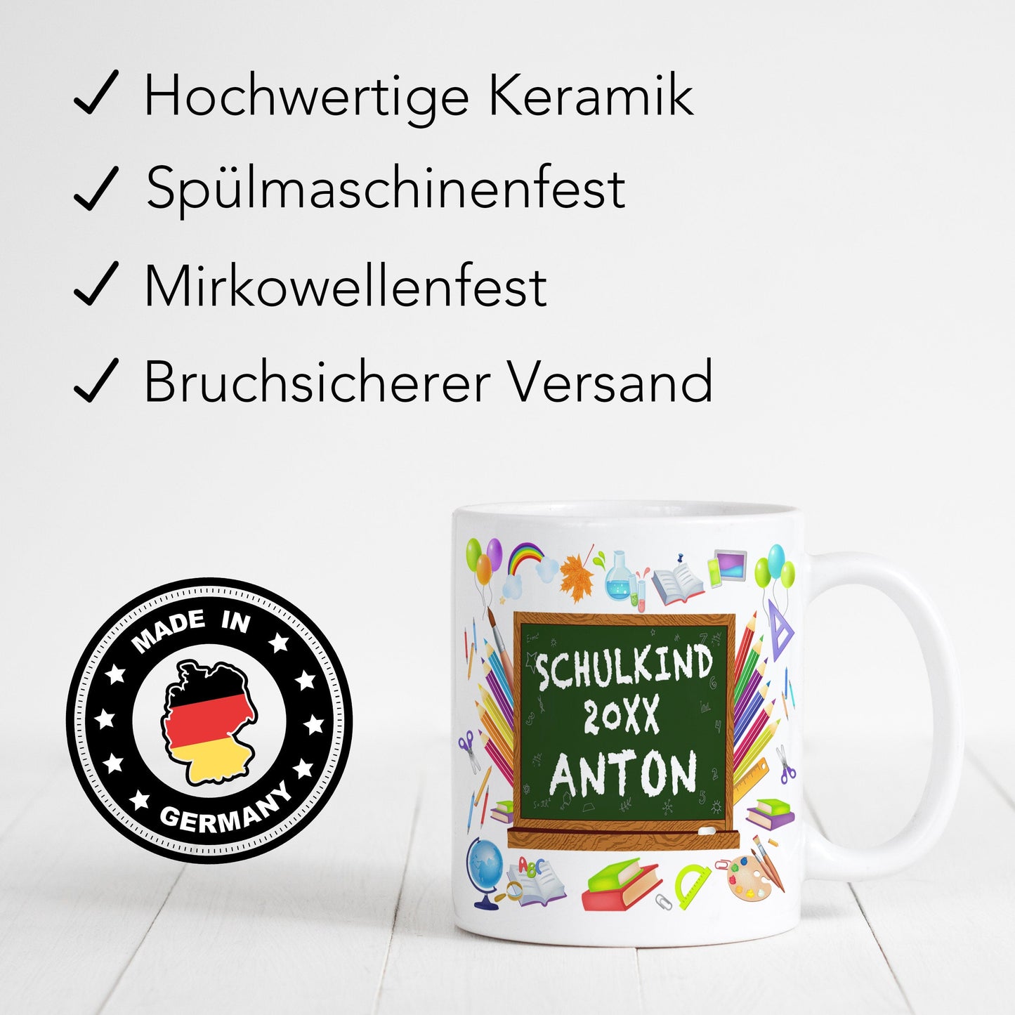 Schulkind Tasse personalisiert Geschenk zur Einschulung für Mädchen Junge Schulanfänger Einschulungsgeschenk