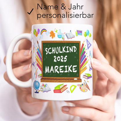 Schulkind Tasse personalisiert Geschenk zur Einschulung für Mädchen Junge Schulanfänger Einschulungsgeschenk
