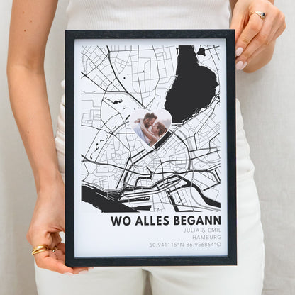 Wo alles begann Poster personalisiertes Koordinaten Bild Hochzeitsgeschenk Jahrestag Geschenk Hochzeitstag