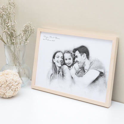 Foto im Stil einer Bleistiftzeichnung von Foto personalisiertes Bild Portrait im Look einer Bleistift Zeichnung Fotogeschenk