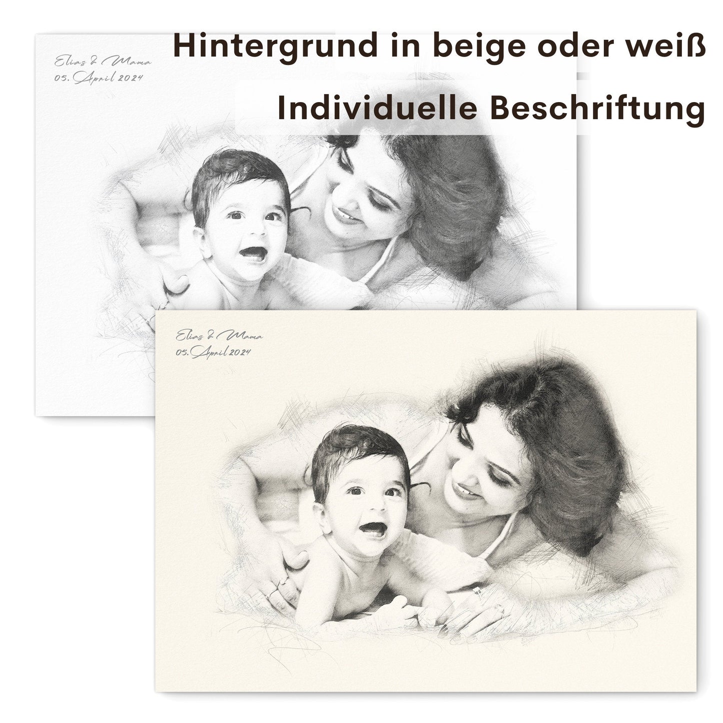 Foto im Stil einer Bleistiftzeichnung von Foto personalisiertes Bild Portrait im Look einer Bleistift Zeichnung Fotogeschenk