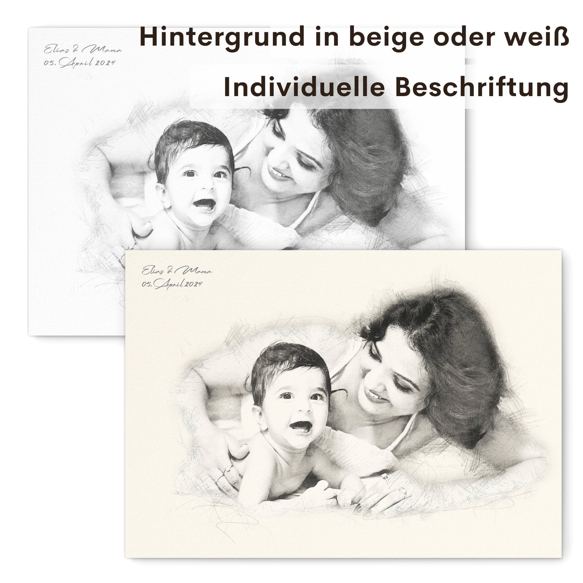 Foto im Stil einer Bleistiftzeichnung von Foto personalisiertes Bild Portrait im Look einer Bleistift Zeichnung Fotogeschenk