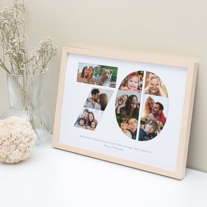 70. Geburtstag Frau Mann Geschenk Fotocollage 70 personalisiert mit Fotos Fotogeschenk Geburtstagsgeschenk