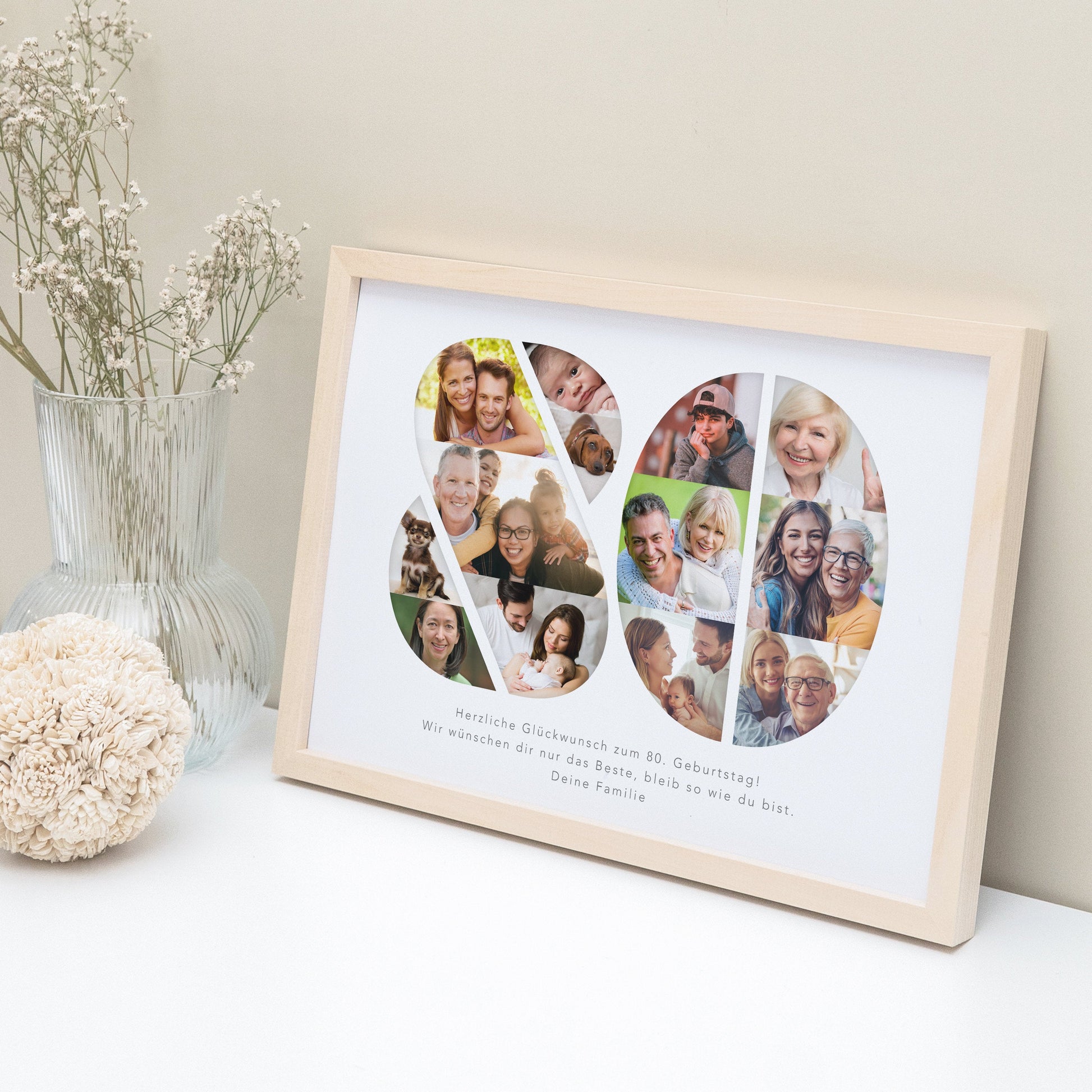 80. Geburtstag Frau Mann Geschenk Fotocollage 80 personalisiert mit Fotos Fotogeschenk Geburtstagsgeschenk