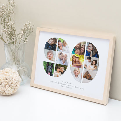 90. Geburtstag Frau Mann Geschenk Fotocollage 90 personalisiert mit Fotos Fotogeschenk Geburtstagsgeschenk