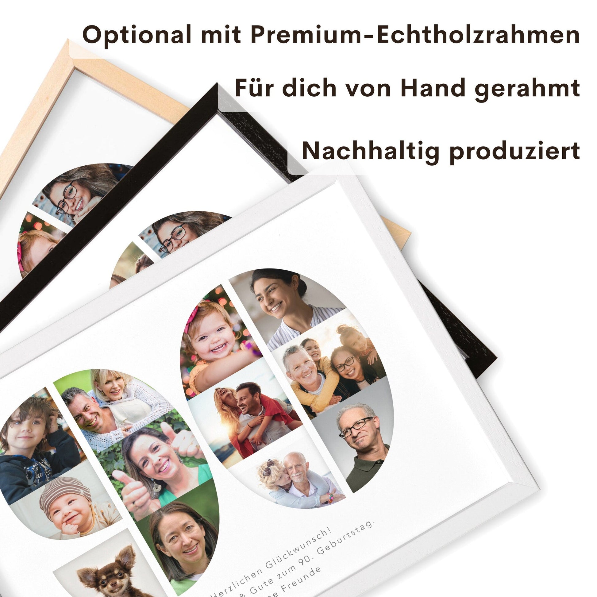 90. Geburtstag Frau Mann Geschenk Fotocollage 90 personalisiert mit Fotos Fotogeschenk Geburtstagsgeschenk