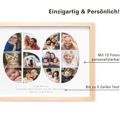 60. Geburtstag Frau Mann Geschenk Fotocollage 60 personalisiert mit Fotos Fotogeschenk Geburtstagsgeschenk