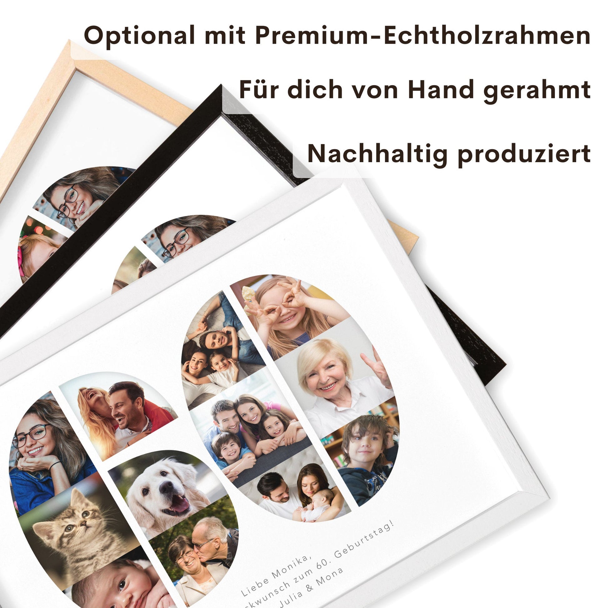 60. Geburtstag Frau Mann Geschenk Fotocollage 60 personalisiert mit Fotos Fotogeschenk Geburtstagsgeschenk