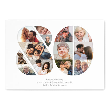 80. Geburtstag Frau Mann Geschenk Fotocollage 80 personalisiert mit Fotos Fotogeschenk Geburtstagsgeschenk