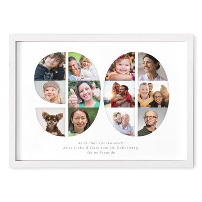 90. Geburtstag Frau Mann Geschenk Fotocollage 90 personalisiert mit Fotos Fotogeschenk Geburtstagsgeschenk