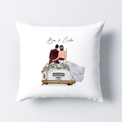 Hochzeitsgeschenk für Brautpaar Kissen personalisiert kreatives Hochzeit Geldgeschenk Verpackung mit Auto 40x40 cm inkl. Füllung und Bezug