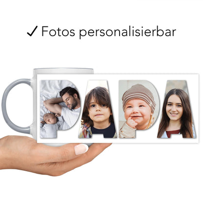 Papa Tasse personalisiert mit eigenem Bild Fototasse mit Fotos Fotogeschenk für Vater Geschenk Vatertag Kaffeetasse aus Keramik 330 ml
