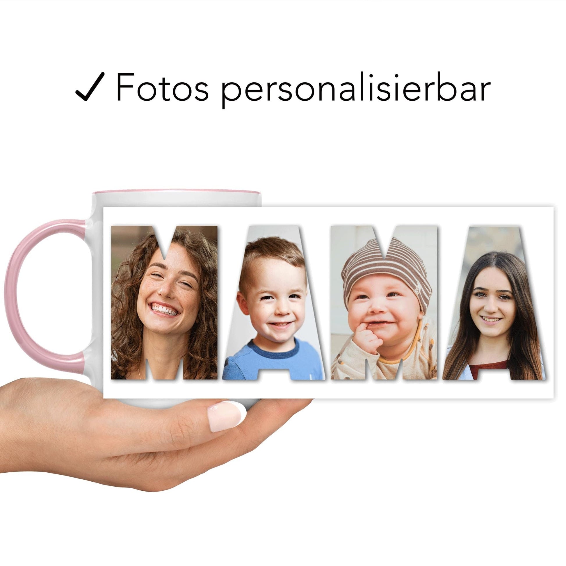 Mama Geschenk Tasse personalisierte Fototasse mit Fotos Fotogeschenk für Mutter Muttertagsgeschenk Kaffeetasse aus Keramik 330 ml