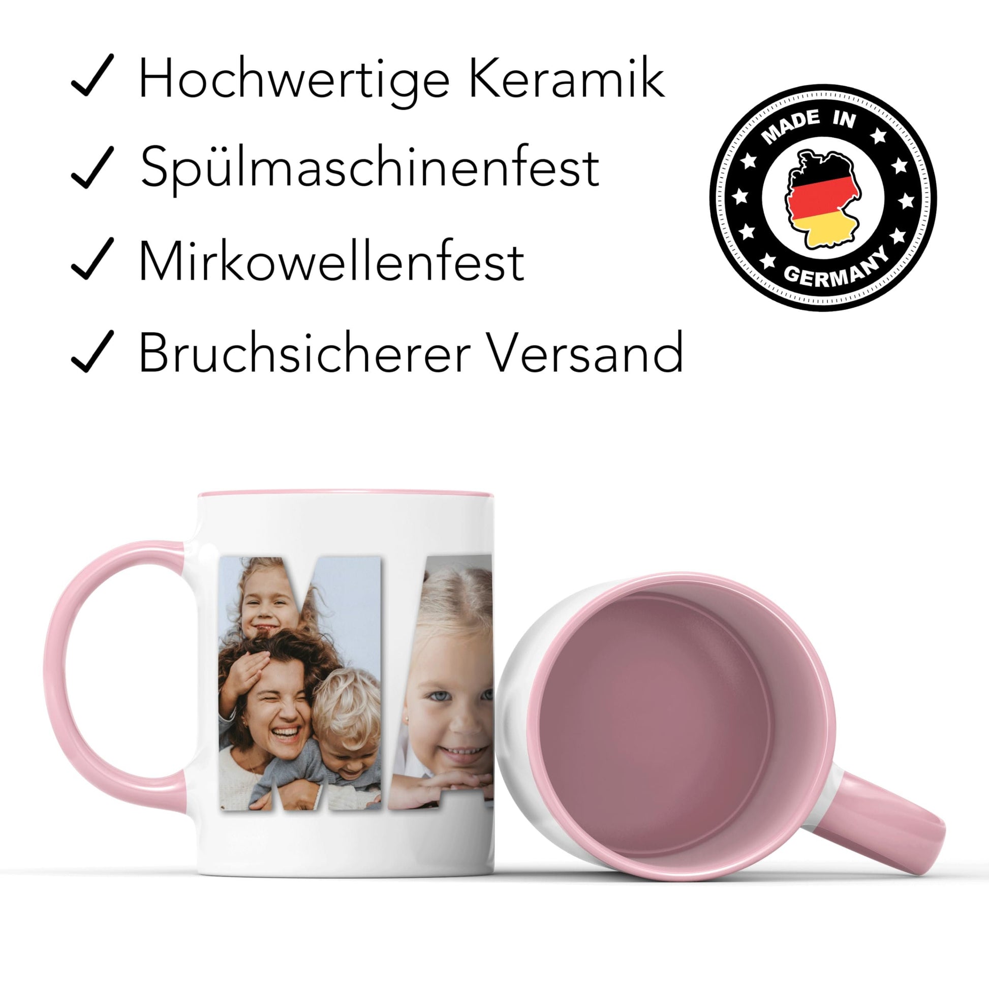 Mama Geschenk Tasse personalisierte Fototasse mit Fotos Fotogeschenk für Mutter Muttertagsgeschenk Kaffeetasse aus Keramik 330 ml
