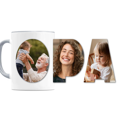 Opa Geschenk Tasse personalisierte Tasse mit Fotos Fotogeschenk für Großvater Geschenk Vatertag Kaffeetasse aus Keramik 330 ml
