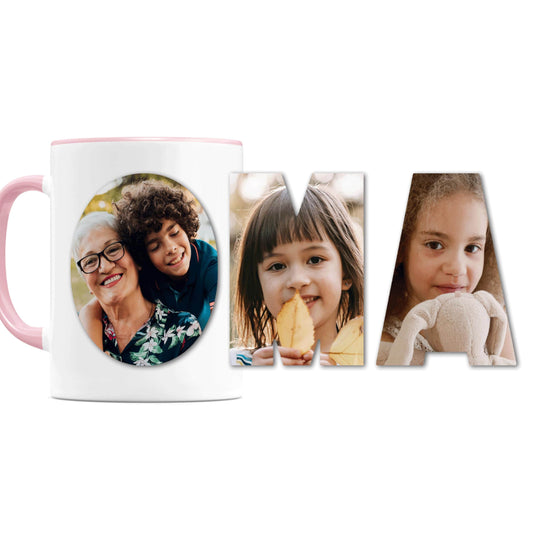 Oma Geschenk Tasse personalisierte Tasse mit Fotos Fototasse Fotogeschenk für Großmutter Geschenk Muttertag Kaffeetasse aus Keramik 330 ml