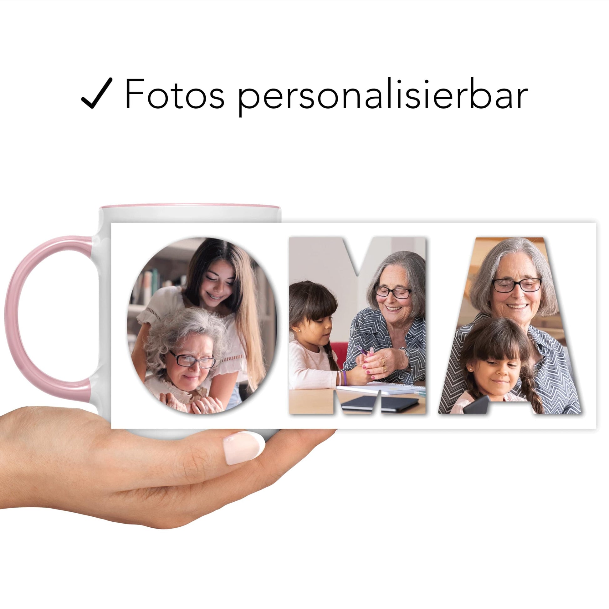 Oma Geschenk Tasse personalisierte Tasse mit Fotos Fototasse Fotogeschenk für Großmutter Geschenk Muttertag Kaffeetasse aus Keramik 330 ml
