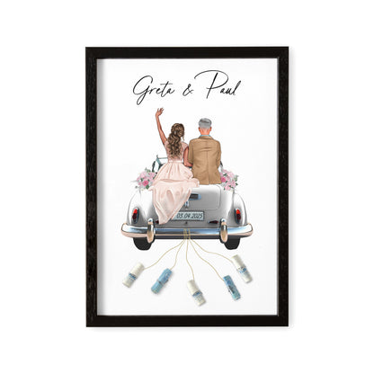 Hochzeitsgeschenk Geld Geldgeschenk Zur Hochzeit personalisiertes Bild für Brautpaar Geschenk (mit oder ohne Rahmen)